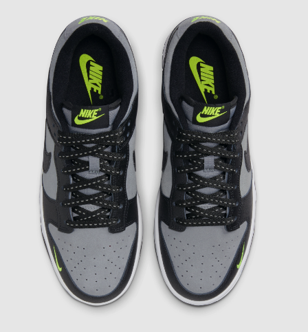 Nike Dunk Low Black Cool Grey Volt Mini Swoosh FQ2205-001